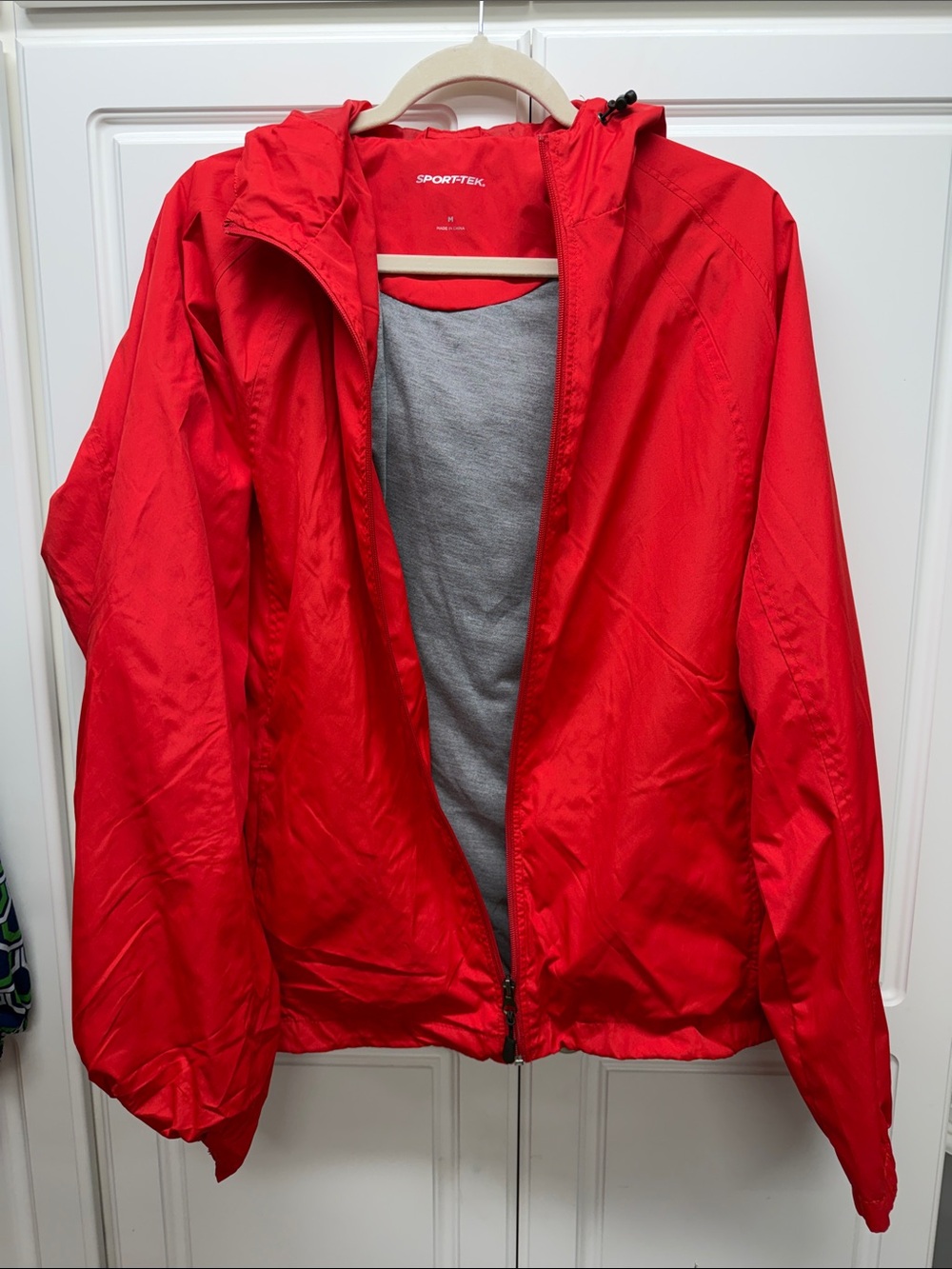 Sport-Tek Men's Red Hooded Windbreaker Jacket